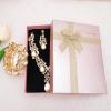 imageCSY Womens Elegant Bridal Necklace Earrings Stretch Bangle Bracelsts Set for Bride Bridesmaid Wedding Teardrop Crystal Costume Jewelry SetsChampagne Gold