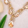 imageCSY Womens Elegant Bridal Necklace Earrings Stretch Bangle Bracelsts Set for Bride Bridesmaid Wedding Teardrop Crystal Costume Jewelry SetsChampagne Gold