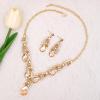 imageCSY Womens Elegant Bridal Necklace Earrings Stretch Bangle Bracelsts Set for Bride Bridesmaid Wedding Teardrop Crystal Costume Jewelry SetsChampagne Gold