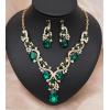 imageCSY Womens Elegant Bridal Necklace Earrings Stretch Bangle Bracelsts Set for Bride Bridesmaid Wedding Teardrop Crystal Costume Jewelry SetsGreen Crystal