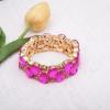imageCSY Womens Elegant Bridal Necklace Earrings Stretch Bangle Bracelsts Set for Bride Bridesmaid Wedding Teardrop Crystal Costume Jewelry SetsHot pink crystalGold tone