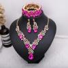 imageCSY Womens Elegant Bridal Necklace Earrings Stretch Bangle Bracelsts Set for Bride Bridesmaid Wedding Teardrop Crystal Costume Jewelry SetsHot pink crystalGold tone
