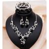 imageCSY Womens Elegant Bridal Necklace Earrings Stretch Bangle Bracelsts Set for Bride Bridesmaid Wedding Teardrop Crystal Costume Jewelry Setsblack tear drop crystal
