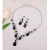 imageCSY Womens Elegant Bridal Necklace Earrings Stretch Bangle Bracelsts Set for Bride Bridesmaid Wedding Teardrop Crystal Costume Jewelry Setsblack tear drop crystal