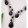imageCSY Womens Elegant Bridal Necklace Earrings Stretch Bangle Bracelsts Set for Bride Bridesmaid Wedding Teardrop Crystal Costume Jewelry Setsblack tear drop crystal