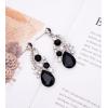 imageCSY Womens Elegant Bridal Necklace Earrings Stretch Bangle Bracelsts Set for Bride Bridesmaid Wedding Teardrop Crystal Costume Jewelry Setsblack tear drop crystal