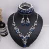 imageCSY Womens Elegant Bridal Necklace Earrings Stretch Bangle Bracelsts Set for Bride Bridesmaid Wedding Teardrop Crystal Costume Jewelry Setsnavy blue