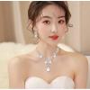 imageCSY Womens Elegant Bridal Necklace Earrings Stretch Bangle Bracelsts Set for Bride Bridesmaid Wedding Teardrop Crystal Costume Jewelry Setswhite crystalgold tone