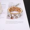 imageCSY Womens Elegant Bridal Necklace Earrings Stretch Bangle Bracelsts Set for Bride Bridesmaid Wedding Teardrop Crystal Costume Jewelry Setswhite crystalgold tone