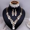 imageCSY Womens Elegant Bridal Necklace Earrings Stretch Bangle Bracelsts Set for Bride Bridesmaid Wedding Teardrop Crystal Costume Jewelry Setswhite crystalgold tone