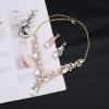 imageCSY Womens Elegant Bridal Necklace Earrings Stretch Bangle Set for Bride Bridesmaid Wedding Costume Jewelry Sets white crystalgold tone