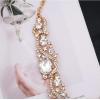 imageCSY Womens Elegant Bridal Necklace Earrings Stretch Bangle Set for Bride Bridesmaid Wedding Costume Jewelry Sets white crystalgold tone