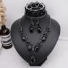 imageCSY Womens Vintage Bridal Necklace Earrings Stretch Bangle Set for Bride Bridesmaid Wedding Costume Jewelry Sets black