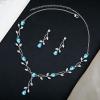 imageElegant Bridal Jewelry Sets Clear Cubic Zirconia Wedding Necklace Earrings Bracelet Set for Birdes Bridesmaids CZ Prom JewelryBlueNecklace Earrings Bracelet