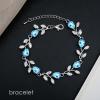 imageElegant Bridal Jewelry Sets Clear Cubic Zirconia Wedding Necklace Earrings Bracelet Set for Birdes Bridesmaids CZ Prom JewelryBlueNecklace Earrings Bracelet