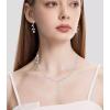 imageElegant Bridal Jewelry Sets Clear Cubic Zirconia Wedding Necklace Earrings Bracelet Set for Birdes Bridesmaids CZ Prom JewelrySilverNecklace Earrings