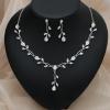imageElegant Bridal Jewelry Sets Clear Cubic Zirconia Wedding Necklace Earrings Bracelet Set for Birdes Bridesmaids CZ Prom JewelrySilverNecklace Earrings