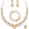 imageCSY Elegant Bridal Necklace Earrings Bracelet Ring Set for Bride Bridesmaid Tear Drop Crystal Wedding Prom Costume Jewelry Sets for Womenchampagne gold