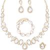 white crystal & gold plated