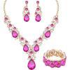 Hot pink crystal-Gold tone
