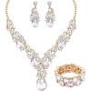white crystal-gold tone