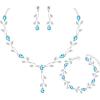 imageElegant Bridal Jewelry Sets Clear Cubic Zirconia Wedding Necklace Earrings Bracelet Set for Birdes Bridesmaids CZ Prom JewelryBlueNecklace Earrings Bracelet