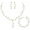 imageElegant Bridal Jewelry Sets Clear Cubic Zirconia Wedding Necklace Earrings Bracelet Set for Birdes Bridesmaids CZ Prom JewelryGoldNecklace Earrings Bracelet