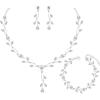 Silver-Necklace Earrings Bracelet