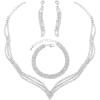 imageCSY Elegant Silver Bridal Jewelry Set for Bridesmaid Brides Wedding Necklace Dangle Earrings Link Bracelets Sets Prom Party Formal Costume Accessories Jewelry Gift Women