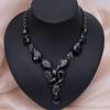imageCSY Elegant Austrian Crystal Necklace Drop Earrings Bracelet Set Bridal Wedding Prom Costume Jewelry Sets for Brides Bridesmaidblack