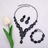 imageCSY Elegant Austrian Crystal Necklace Drop Earrings Bracelet Set Bridal Wedding Prom Costume Jewelry Sets for Brides Bridesmaidblack