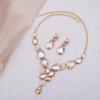imageCSY Elegant Austrian Crystal Necklace Drop Earrings Bracelet Set Bridal Wedding Prom Costume Jewelry Sets for Brides Bridesmaidchampagne gold