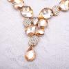 imageCSY Elegant Austrian Crystal Necklace Drop Earrings Bracelet Set Bridal Wedding Prom Costume Jewelry Sets for Brides Bridesmaidchampagne gold