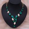 imageCSY Elegant Austrian Crystal Necklace Drop Earrings Bracelet Set Bridal Wedding Prom Costume Jewelry Sets for Brides Bridesmaidgreen crystal
