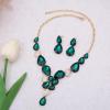 imageCSY Elegant Austrian Crystal Necklace Drop Earrings Bracelet Set Bridal Wedding Prom Costume Jewelry Sets for Brides Bridesmaidgreen crystal