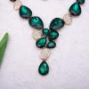 imageCSY Elegant Austrian Crystal Necklace Drop Earrings Bracelet Set Bridal Wedding Prom Costume Jewelry Sets for Brides Bridesmaidgreen crystal