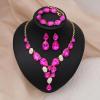 imageCSY Elegant Austrian Crystal Necklace Drop Earrings Bracelet Set Bridal Wedding Prom Costume Jewelry Sets for Brides Bridesmaidhot pink