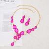 imageCSY Elegant Austrian Crystal Necklace Drop Earrings Bracelet Set Bridal Wedding Prom Costume Jewelry Sets for Brides Bridesmaidhot pink