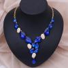 imageCSY Elegant Austrian Crystal Necklace Drop Earrings Bracelet Set Bridal Wedding Prom Costume Jewelry Sets for Brides Bridesmaidroyal bluegold tone