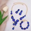 imageCSY Elegant Austrian Crystal Necklace Drop Earrings Bracelet Set Bridal Wedding Prom Costume Jewelry Sets for Brides Bridesmaidroyal bluegold tone