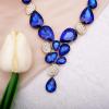 imageCSY Elegant Austrian Crystal Necklace Drop Earrings Bracelet Set Bridal Wedding Prom Costume Jewelry Sets for Brides Bridesmaidroyal bluegold tone