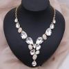 imageCSY Elegant Austrian Crystal Necklace Drop Earrings Bracelet Set Bridal Wedding Prom Costume Jewelry Sets for Brides Bridesmaidwhite crystalgold tone