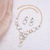 imageCSY Elegant Austrian Crystal Necklace Drop Earrings Bracelet Set Bridal Wedding Prom Costume Jewelry Sets for Brides Bridesmaidwhite crystalgold tone