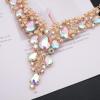 imageCSY Elegant Crystal Costume Jewelry Sets Flower Bridal Necklace Earrings Stretch Bangle Set for Bride Bridesmaid Wedding Dress AccessoriesAB crystalrose gold tone