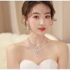 imageCSY Elegant Crystal Costume Jewelry Sets Flower Bridal Necklace Earrings Stretch Bangle Set for Bride Bridesmaid Wedding Dress AccessoriesAB crystalrose gold tone