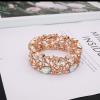 imageCSY Elegant Crystal Costume Jewelry Sets Flower Bridal Necklace Earrings Stretch Bangle Set for Bride Bridesmaid Wedding Dress AccessoriesAB crystalrose gold tone