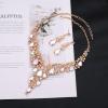 imageCSY Elegant Crystal Costume Jewelry Sets Flower Bridal Necklace Earrings Stretch Bangle Set for Bride Bridesmaid Wedding Dress AccessoriesAB crystalrose gold tone