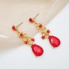 imageCSY Elegant Crystal Costume Jewelry Sets Flower Bridal Necklace Earrings Stretch Bangle Set for Bride Bridesmaid Wedding Dress AccessoriesRed crystalgold tone