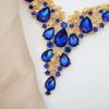 imageCSY Elegant Crystal Costume Jewelry Sets Flower Bridal Necklace Earrings Stretch Bangle Set for Bride Bridesmaid Wedding Dress AccessoriesSapphire bluegold tone