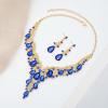 imageCSY Elegant Crystal Costume Jewelry Sets Flower Bridal Necklace Earrings Stretch Bangle Set for Bride Bridesmaid Wedding Dress AccessoriesSapphire bluegold tone